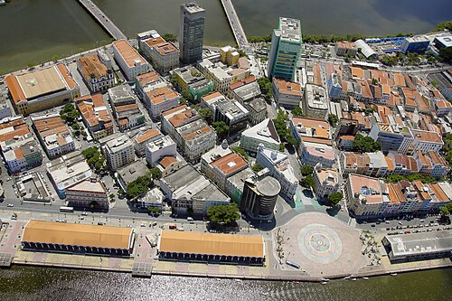 Vista aérea do Bairro do Recife, onde está o Porto Digital